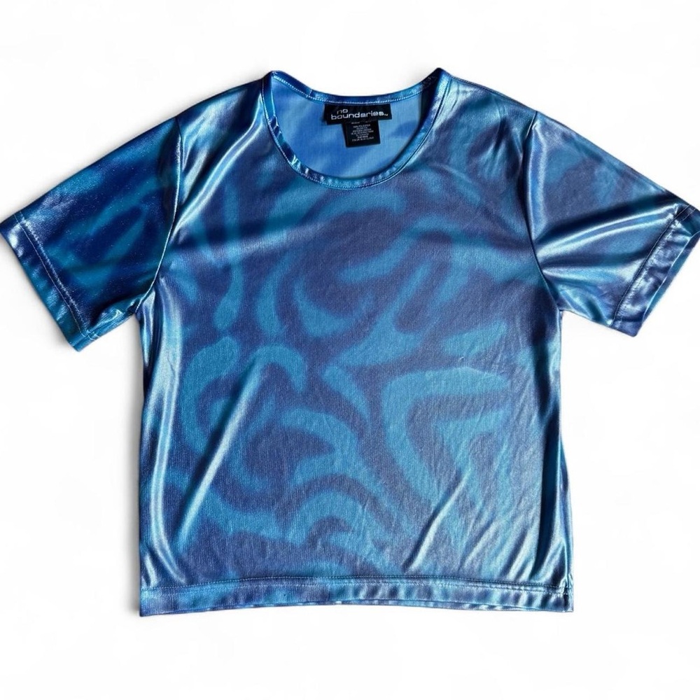 🦋 Blue metallic y2k rave cropped shirt